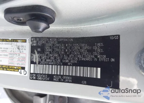 2004 Toyota Highlander V6 z USA, uszkodzony, nr VIN JTEEP21A840012516